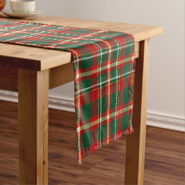 Klassischer Weihnachts-Plaid-Tartan Rot Grün Gold Kurzer Tischläufer