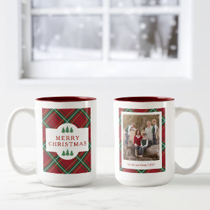 Klassischer Weihnachts-Rotkarierter-Baum 15oz-Bech Zweifarbige Tasse