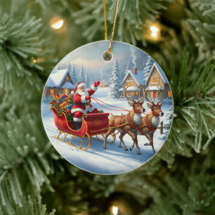 Klassischer Weihnachts-Rundschmuck Keramik Ornament