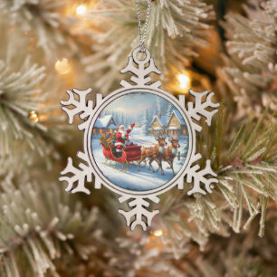 Klassischer Weihnachts-Rundschmuck Schneeflocken Zinn-Ornament