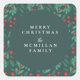 Klassischer Weihnachtsaufkleber Quadratischer Aufkleber