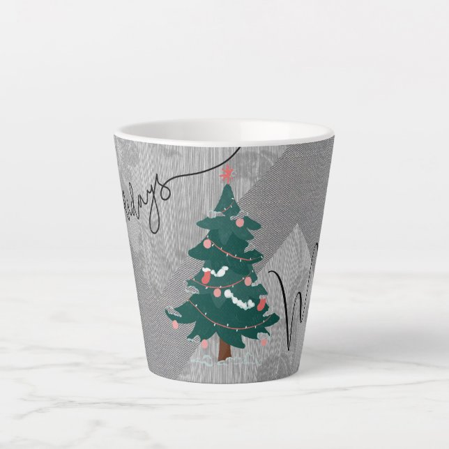 Klassischer Weihnachtsbaum Chic Monochrome Floral  Milchtasse (Vorderseite)
