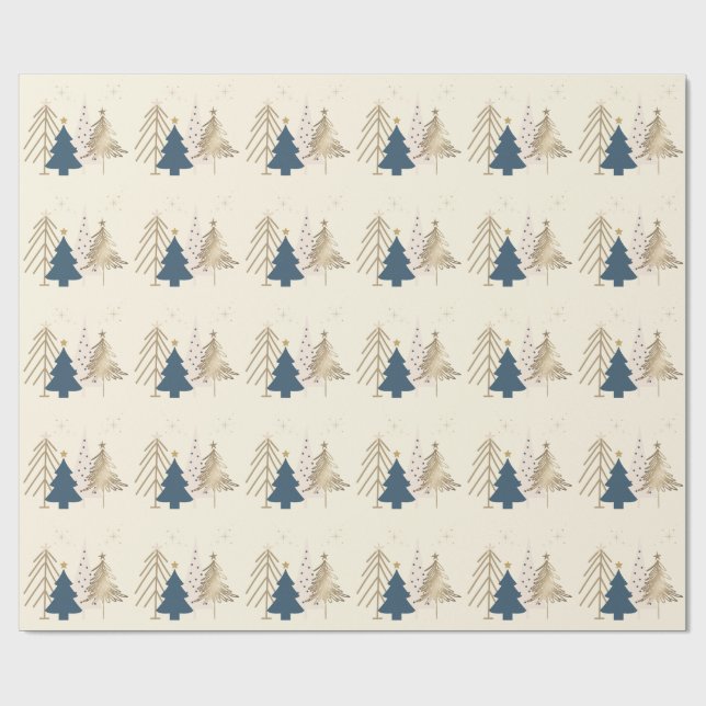 Klassischer Weihnachtsbaum Elfenbein  Geschenkpapier (Flach)