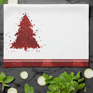 Klassischer Weihnachtsbaum Festival Rich Crimson Geschirrtuch