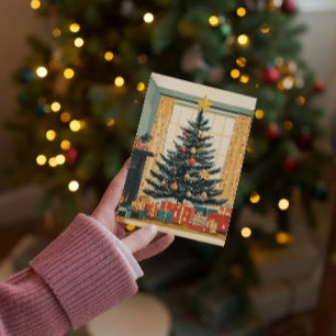 Klassischer Weihnachtsbaum Goldener Stern Baumspit Feiertagskarte