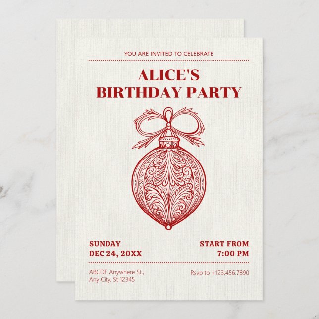 Klassischer Weihnachtsgeschmack Einladung (Vorne/Hinten)