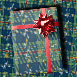 Klassischer Weihnachtskariert Stilvolles Grün & Na Geschenkpapier