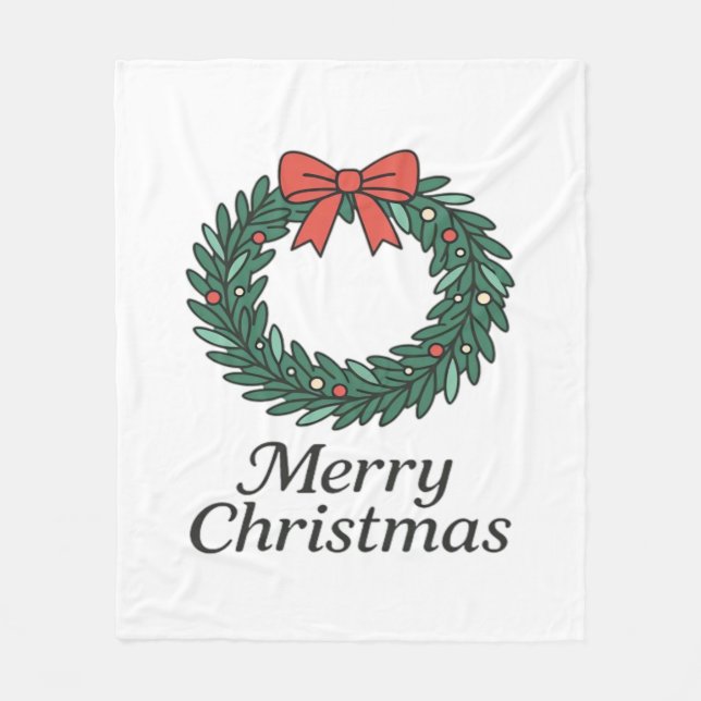 Klassischer Weihnachtskranz – Minimalistisches Fro Fleecedecke (Vorderseite)