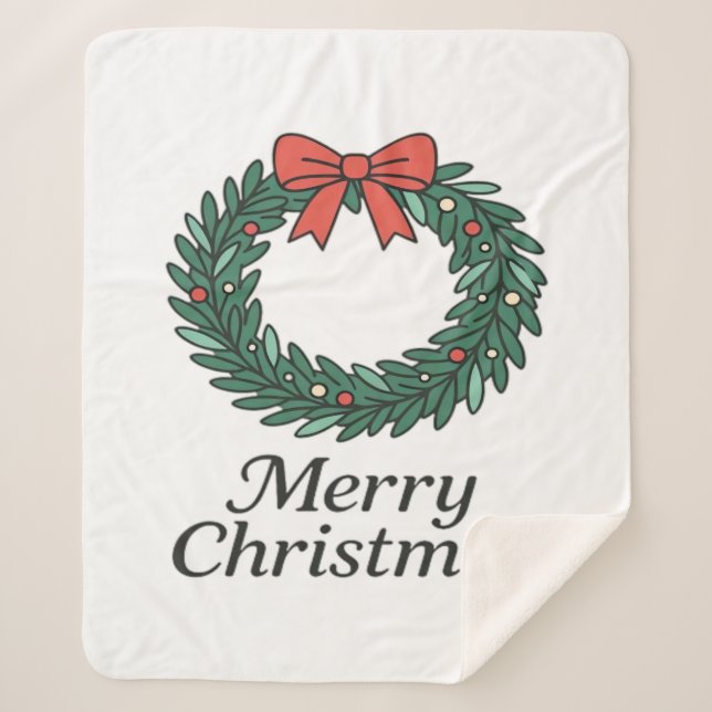 Klassischer Weihnachtskranz – Minimalistisches Fro Sherpadecke (Vorderseite)