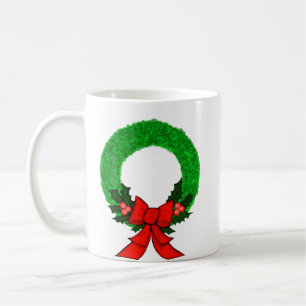 Klassischer Weihnachtskranz mit roter Schleife Kaffeetasse