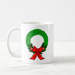 Klassischer Weihnachtskranz mit roter Schleife Kaffeetasse
