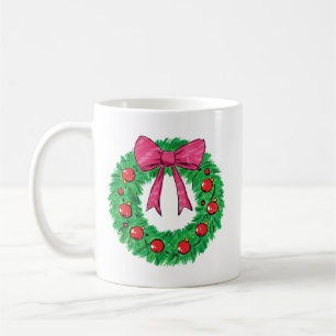 Klassischer Weihnachtskranz mit Schleife Kaffeetasse