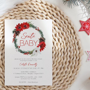Klassischer Weihnachtskranz Santa-Baby-Party Einladung