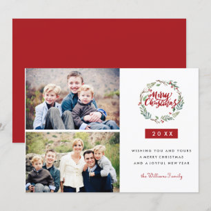 Klassischer Weihnachtskranz - zwei Fotos Urlaub Einladung