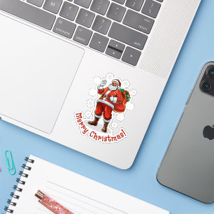 Klassischer Weihnachtsmann bringt Weihnachtsgesche Aufkleber