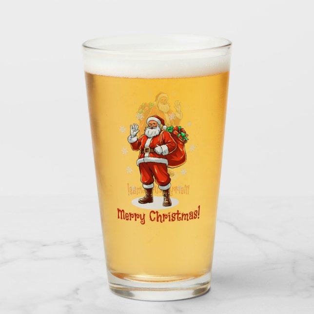 Klassischer Weihnachtsmann bringt Weihnachtsgesche Glas (Vorne (Gefüllt))