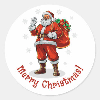 Klassischer Weihnachtsmann bringt Weihnachtsgesche Runder Aufkleber