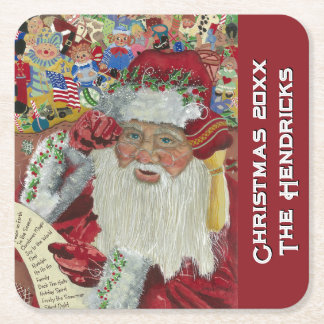 Klassischer Weihnachtsmann-Feiertag 20XX — Benutze Rechteckiger Pappuntersetzer