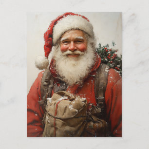 Klassischer Weihnachtsmann herzliche Weihnachtskun Feiertagspostkarte