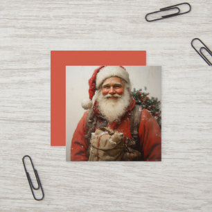 Klassischer Weihnachtsmann Herzliche Weihnachtskun Quadratische Visitenkarte