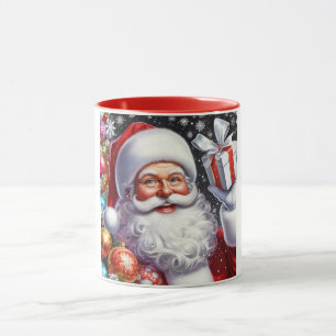 Klassischer Weihnachtsmann mit Geschenk & Ornament Tasse