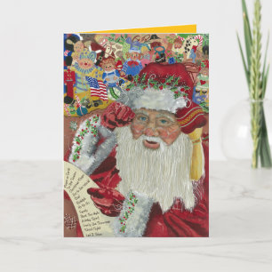 Klassischer Weihnachtsmann mit Gold im Inneren und Feiertagskarte