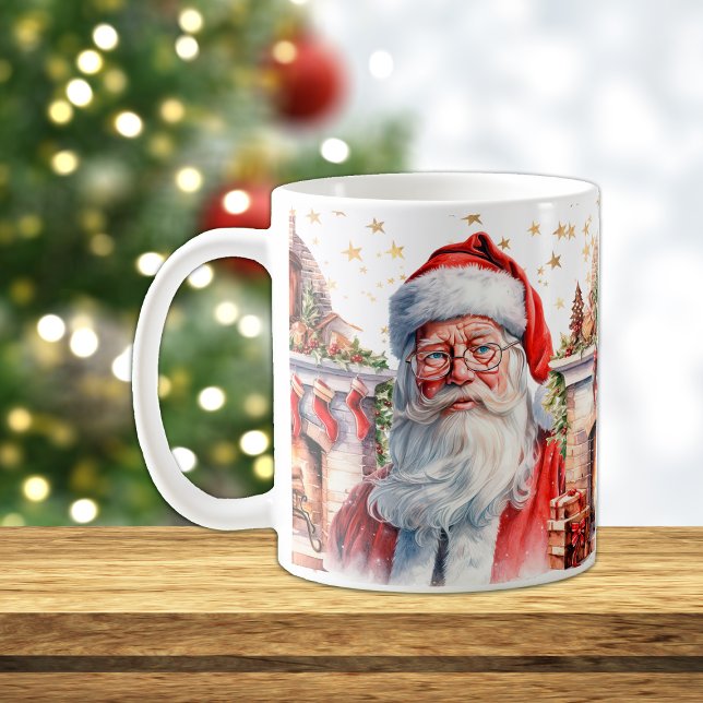 Klassischer Weihnachtsmann mit Kamin Weihnachten Kaffeetasse (Von Creator hochgeladen)