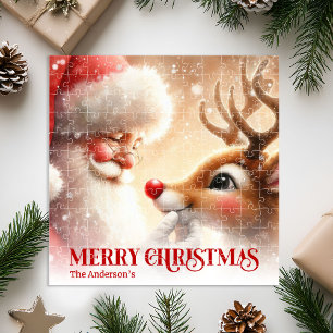 Klassischer Weihnachtsmann mit Rudolph Festive Puz Puzzle