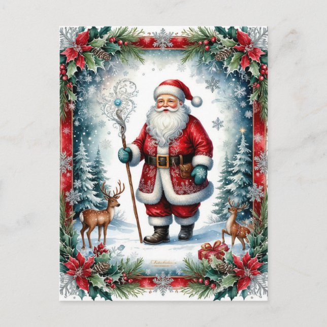 Klassischer Weihnachtsmann mit Stab Weihnachten  (Vorderseite)