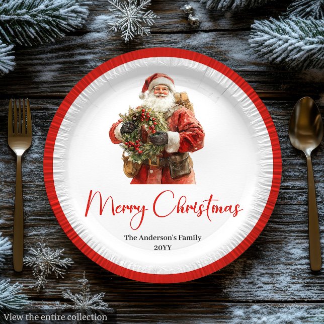 Klassischer Weihnachtsmann Moderner gemütlicher We Pappteller (Classic Santa Claus Modern Cozy Christmas Plate)