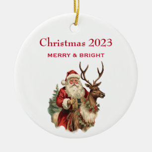 Klassischer Weihnachtsmann Reitstall Keramik Ornament
