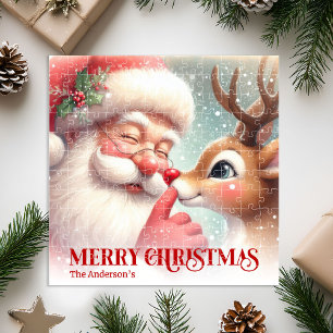 Klassischer Weihnachtsmann Rudolph Personalisierte Puzzle