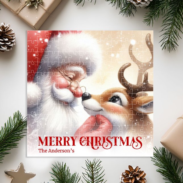 Klassischer Weihnachtsmann Rudolph Personalisierte Puzzle (Classic Santa Rudolph Personalized Christmas Kids Puzzle Gift

)