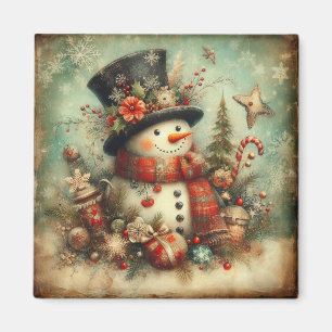 Klassischer Weihnachtsmann-Schneemann-Magnet Magnet