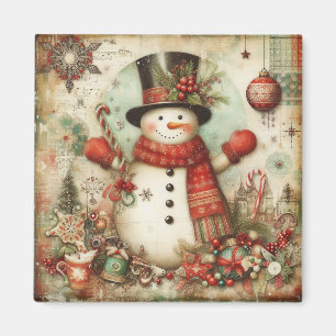 Klassischer Weihnachtsmann-Schneemann-Magnet Magnet