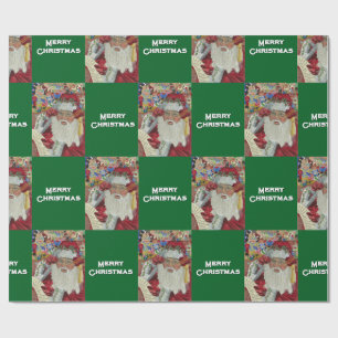 Klassischer Weihnachtsmann - Überprüft die Liste d Geschenkpapier