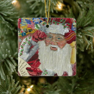 Klassischer Weihnachtsmann - Überprüft die Liste z Keramikornament