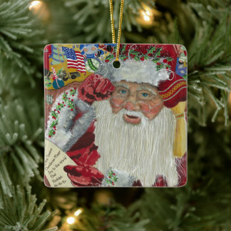 Klassischer Weihnachtsmann - Überprüft die Liste z Keramikornament