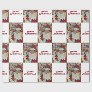 Klassischer Weihnachtsmann - Überprüft doppelt Fei Geschenkpapier