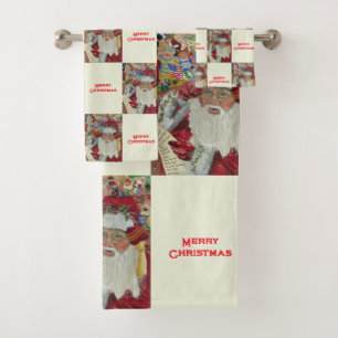 Klassischer Weihnachtsmann überprüft es zweimal im Badhandtuch Set
