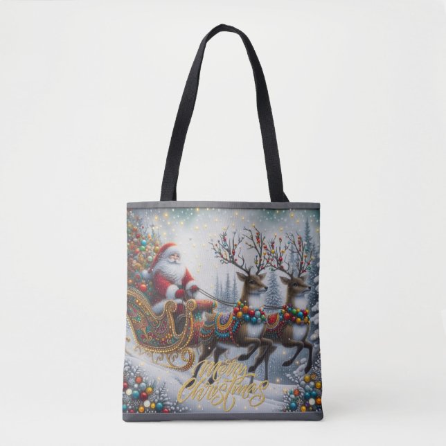 Klassischer Weihnachtsmann und Rentiere (Vorderseite)