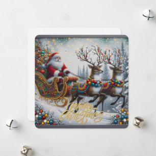 Klassischer Weihnachtsmann und Rentiere Feiertagskarte
