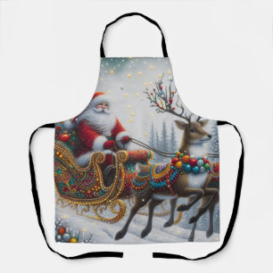 Klassischer Weihnachtsmann und Rentiere Schürze