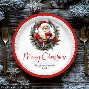 Klassischer Weihnachtsmann Vintage Frohe Weihnacht Pappteller