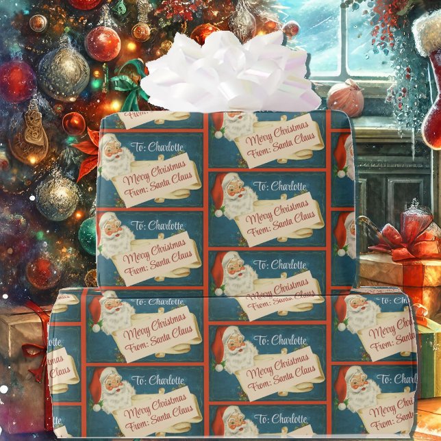 Klassischer Weihnachtsmann zum Weihnachtsfeiertag  Geschenkpapier (Von Creator hochgeladen)