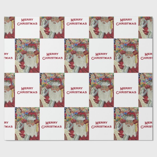 Klassischer Weihnachtsmann - Zweimal Urlaub in Wei Geschenkpapier (Flach)