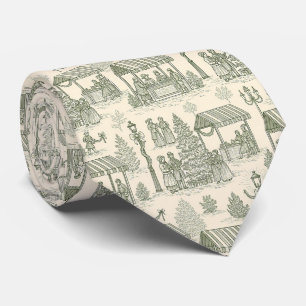 Klassischer Weihnachtsmarkt-Toile in Grün und Crem Krawatte