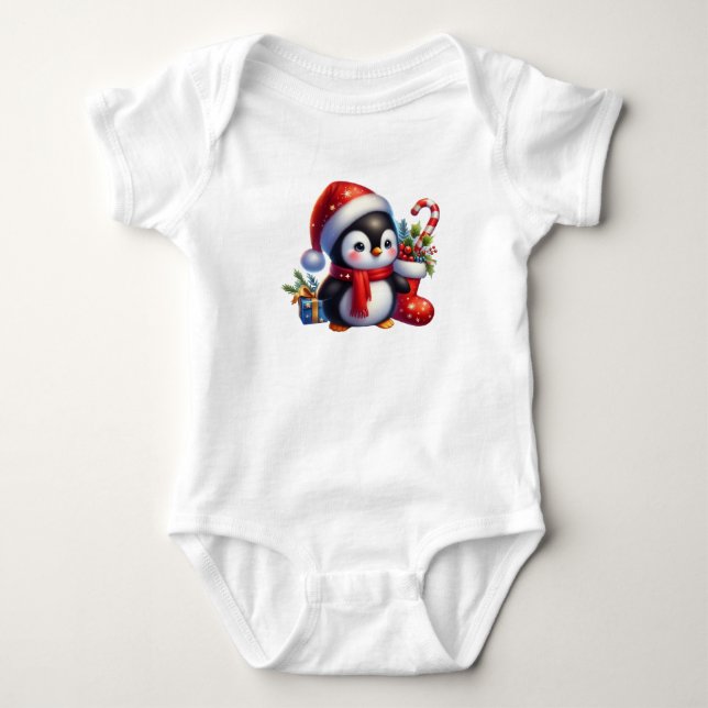 Klassischer Weihnachtspenguin Baby Strampler (Vorderseite)