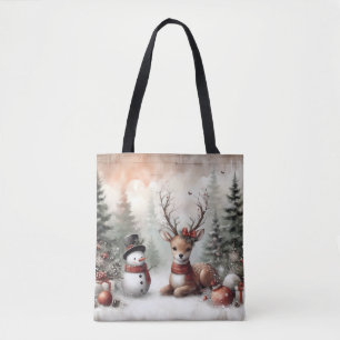 Klassischer Weihnachtswaldhirsch/Schneemann