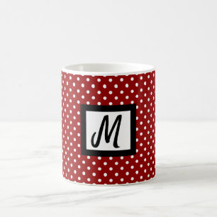 Klassischer weißer und roter Polka Dot Name Erstte Kaffeetasse